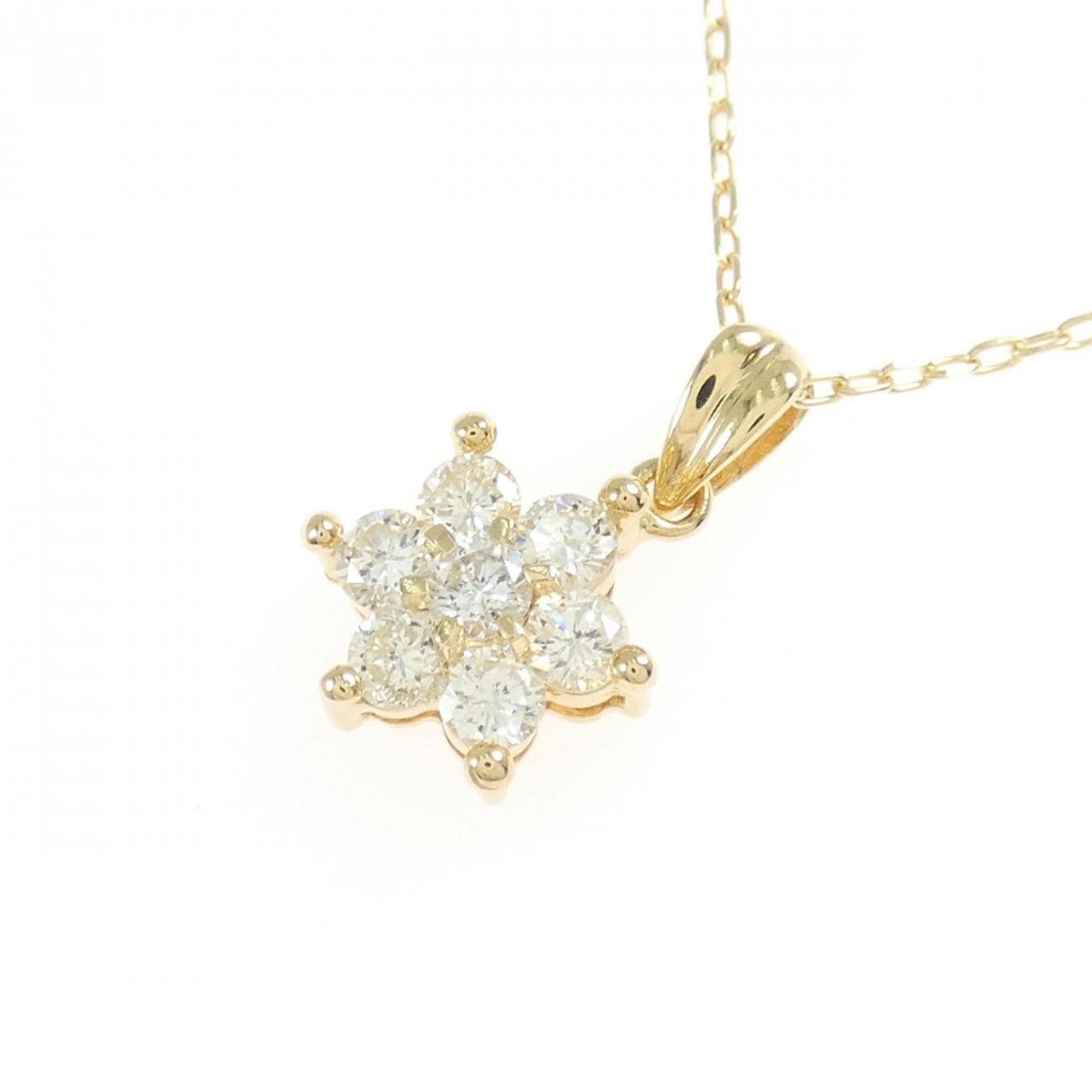 K18YG フラワー ダイヤモンド ネックレス 0.50CT