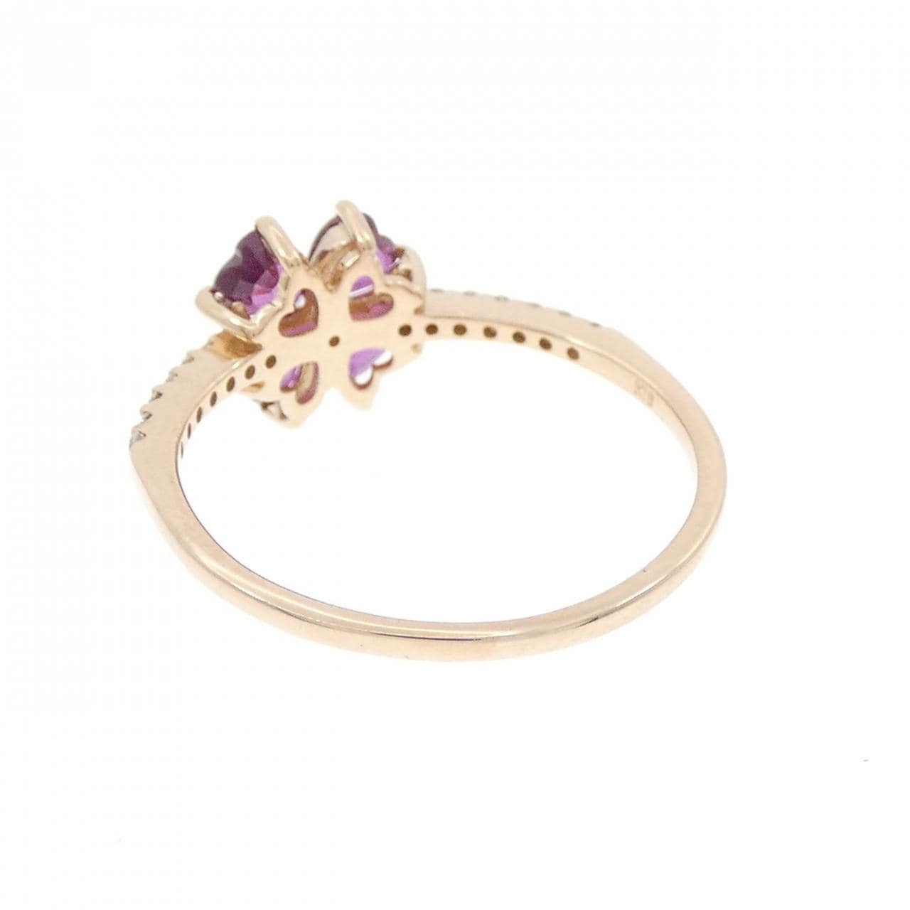 K18PG ハート×フラワー ルビー リング 0.89CT