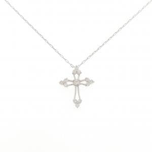 K18WG クロス ダイヤモンド ネックレス 0.30CT