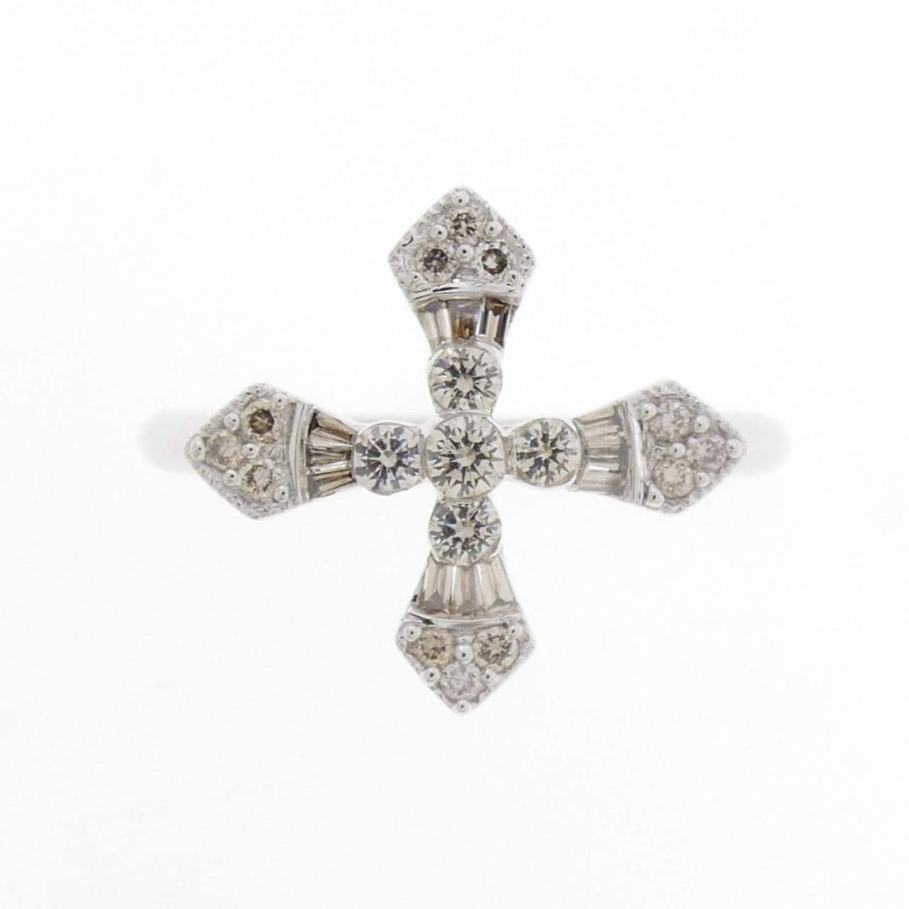 K18WG クロス ダイヤモンド リング