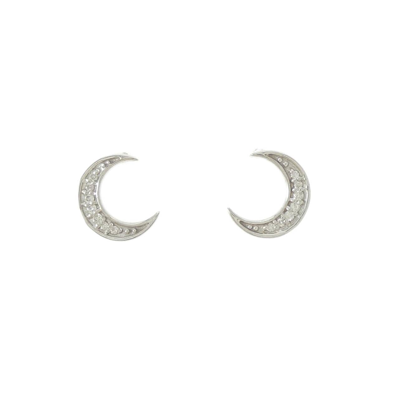 K18WG ムーン ダイヤモンド ピアス 0.08CT