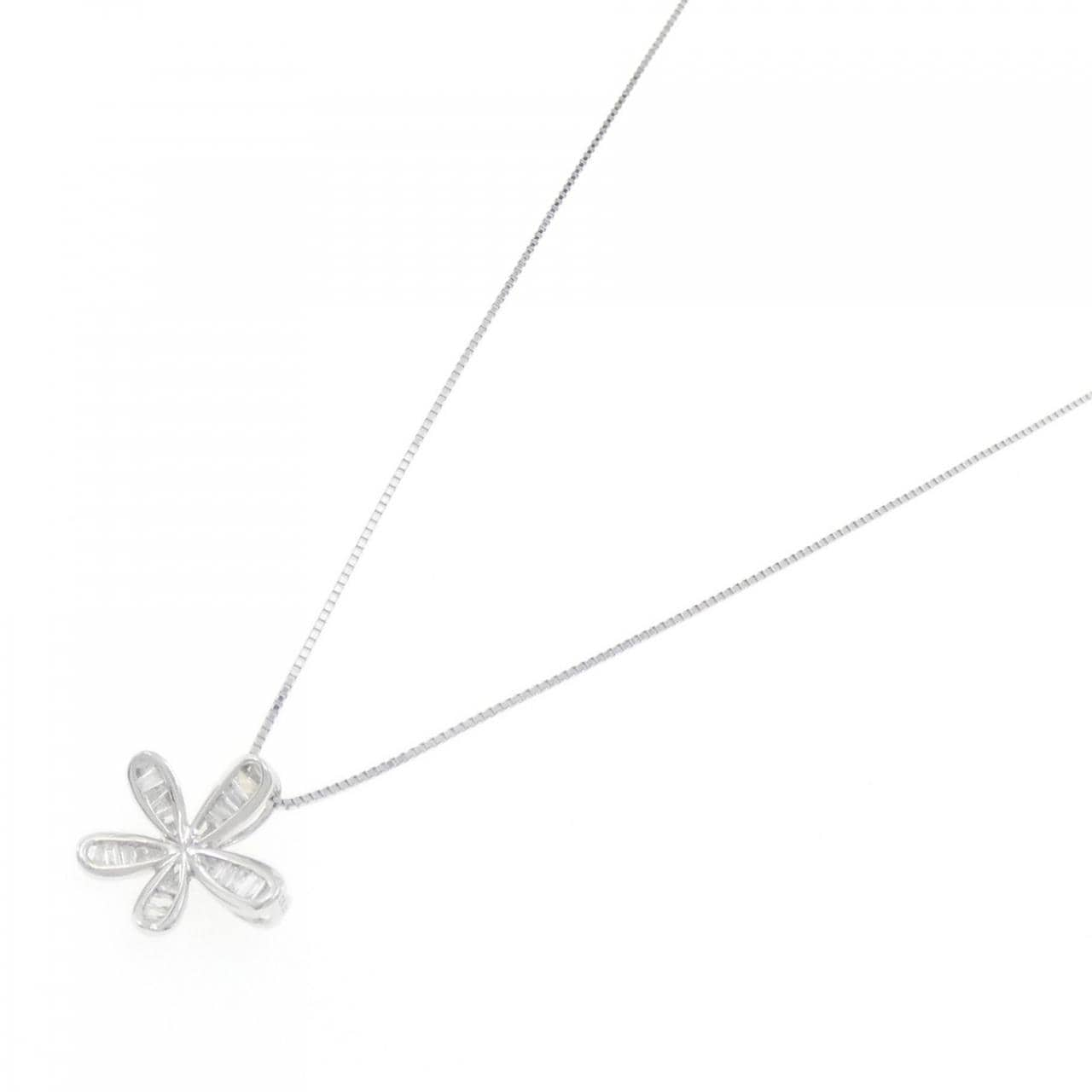 K18WG flower Diamond necklace 0.20CT