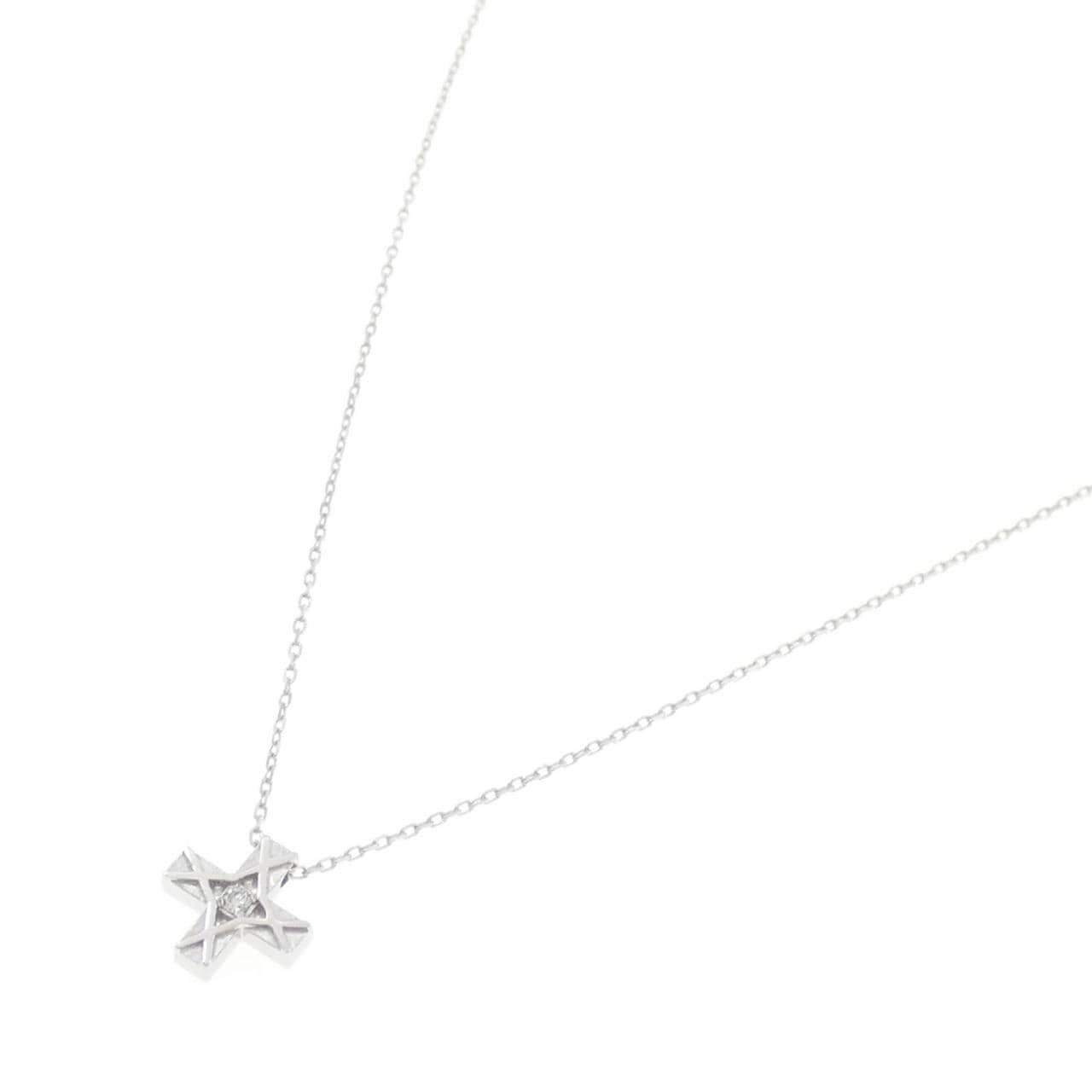 K18WG クロス ダイヤモンド ネックレス 0.014CT