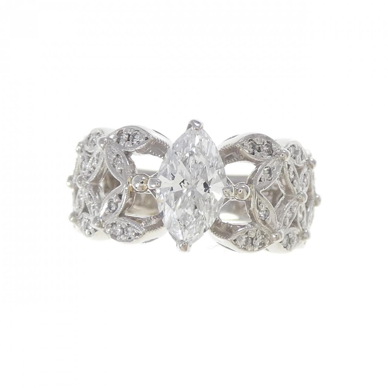 PT900 ダイヤモンド リング 1.029CT D SI2 マーキスカット