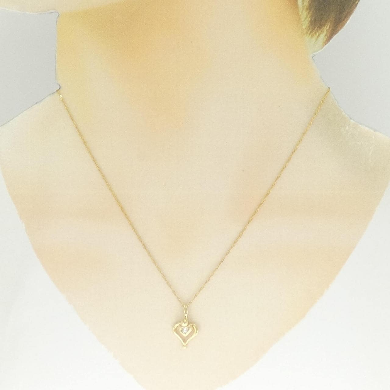 K18YG ハート ダイヤモンド ネックレス 0.05CT