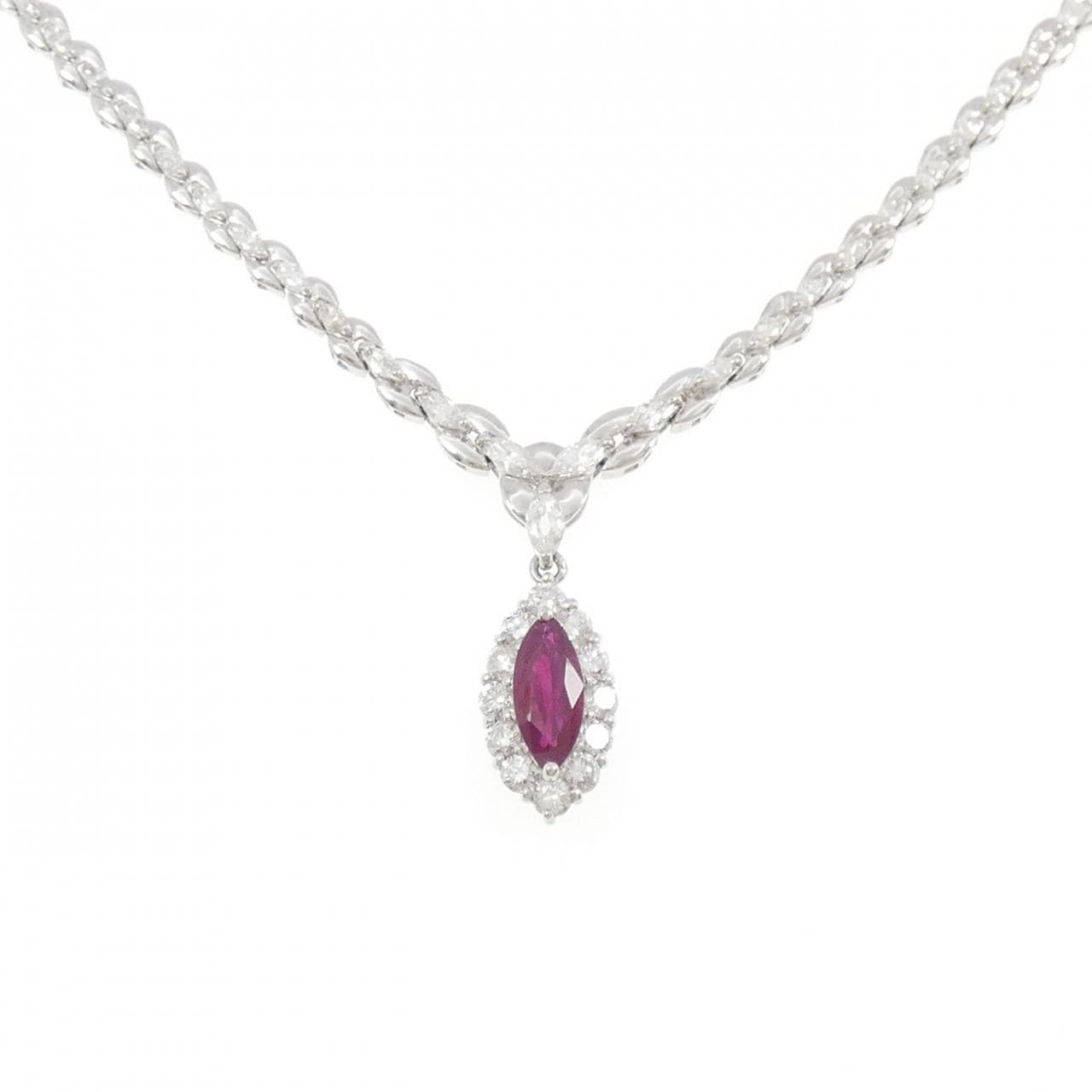 PT850 ルビー ネックレス 1.93CT ビルマ産
