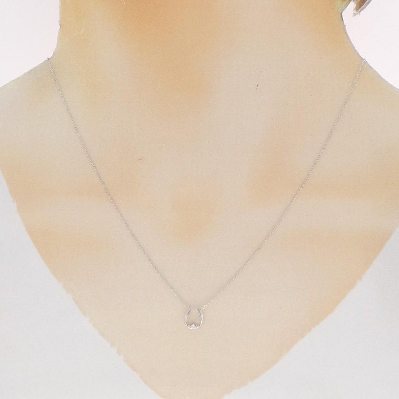 K10WG ホースシュー ダイヤモンド ネックレス 0.01CT