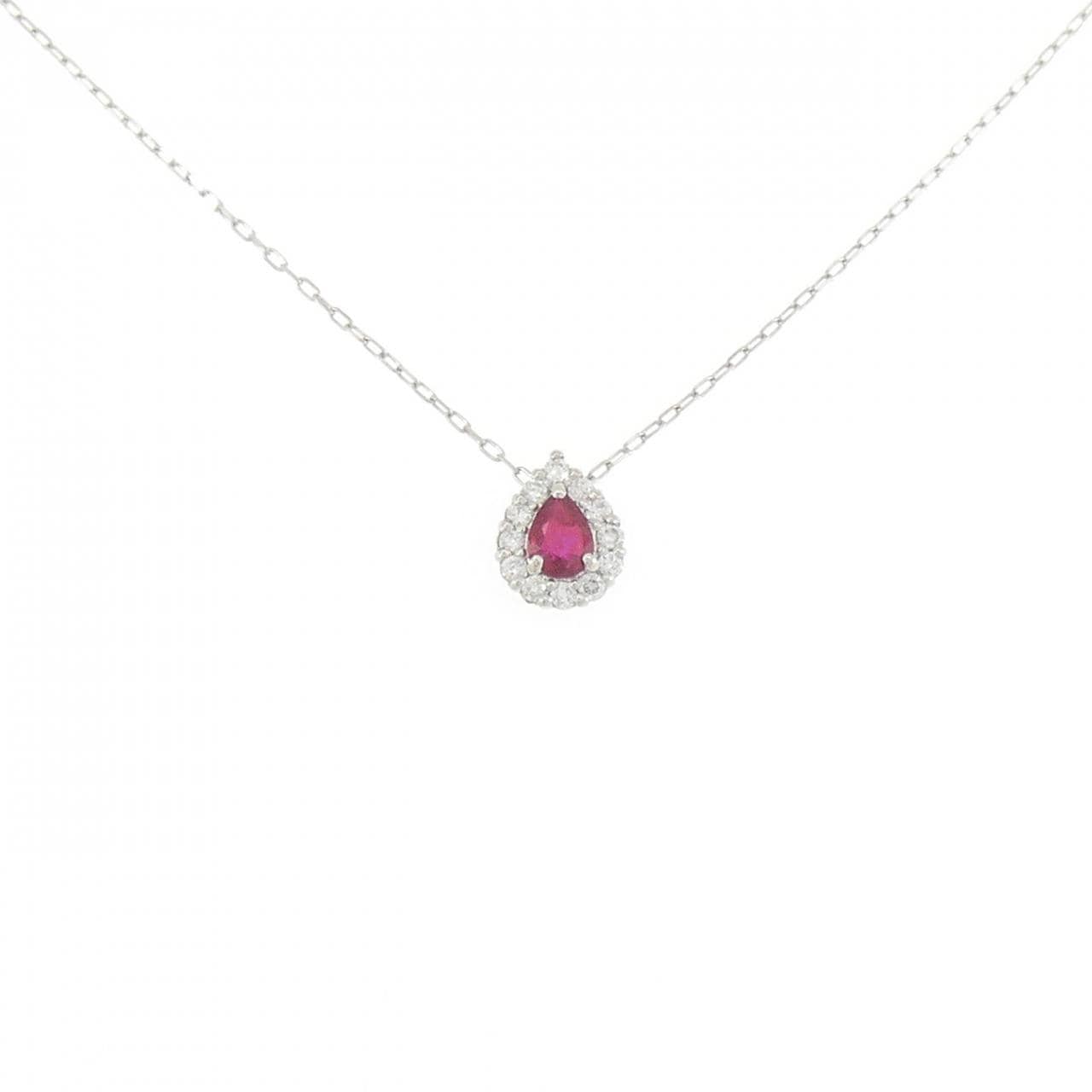 PT950/PT850 ルビー ネックレス 0.13CT