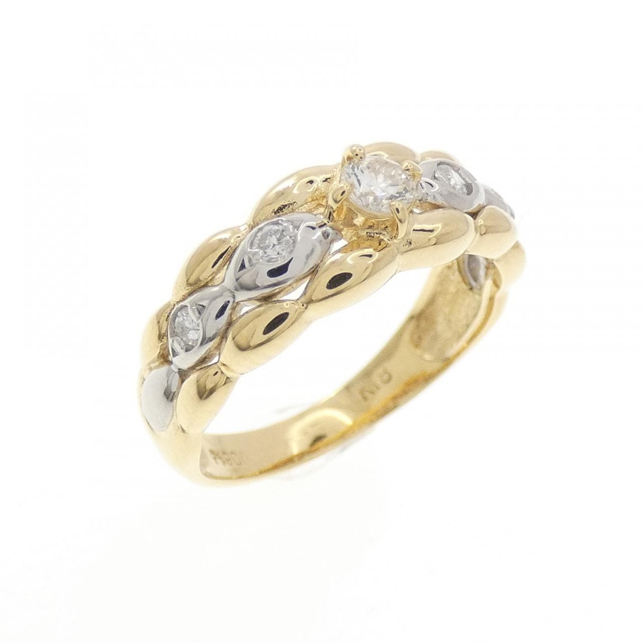 K18YG/PT900 ダイヤモンド ピンキーリング 0.15CT
