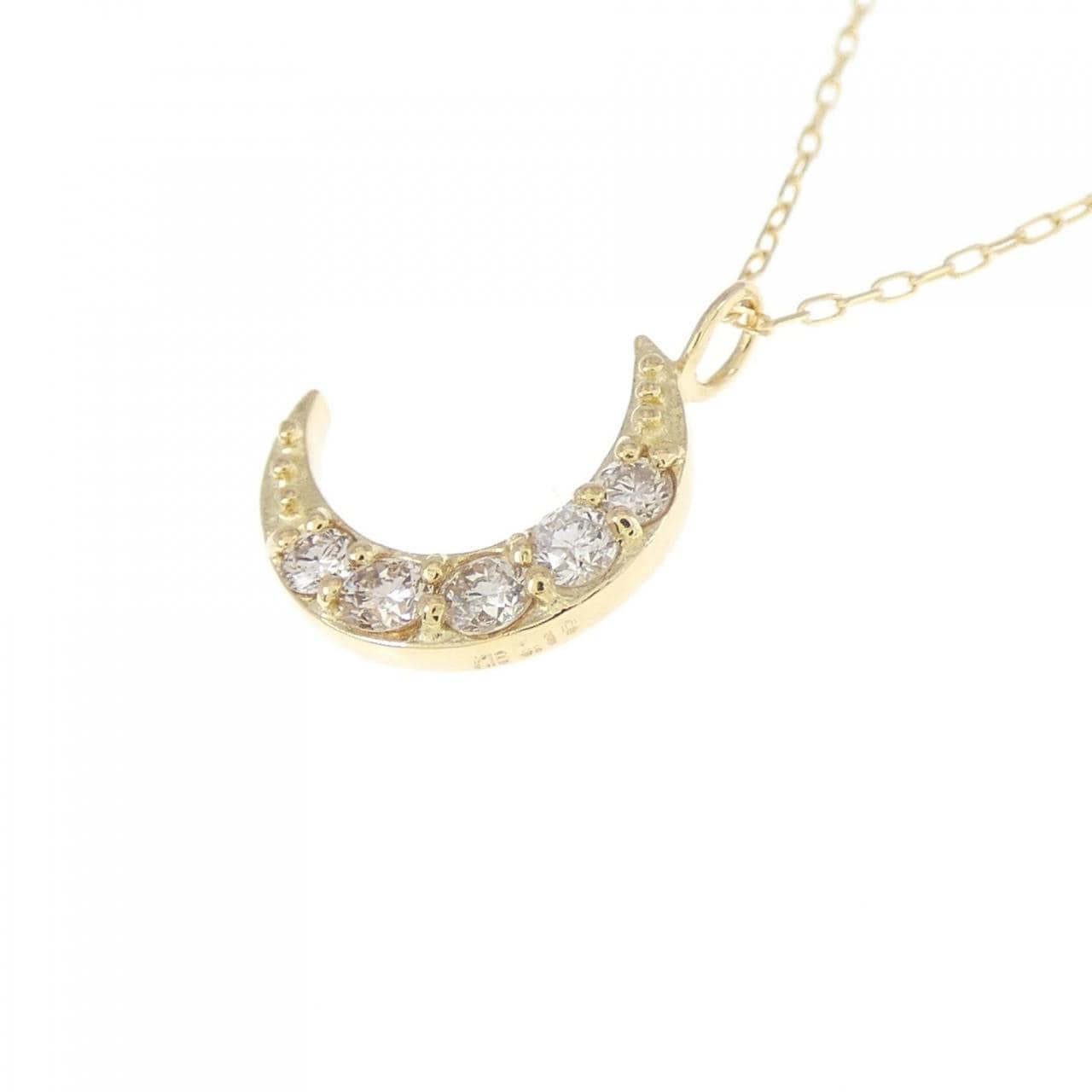 [BRAND NEW] K18YG Moon Diamond Necklace 0.10CT