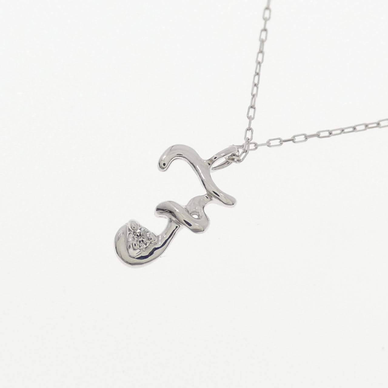 K10WG イニシャルF ダイヤモンド ネックレス 0.01CT