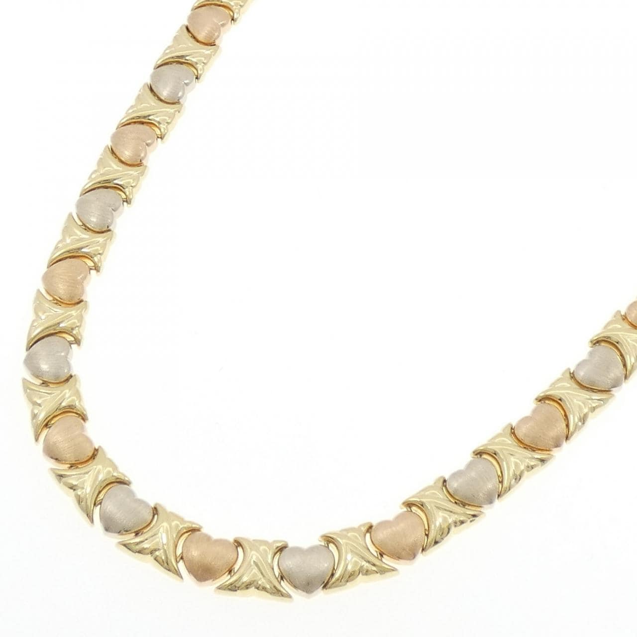 750スリーカラー ハート ネックレス