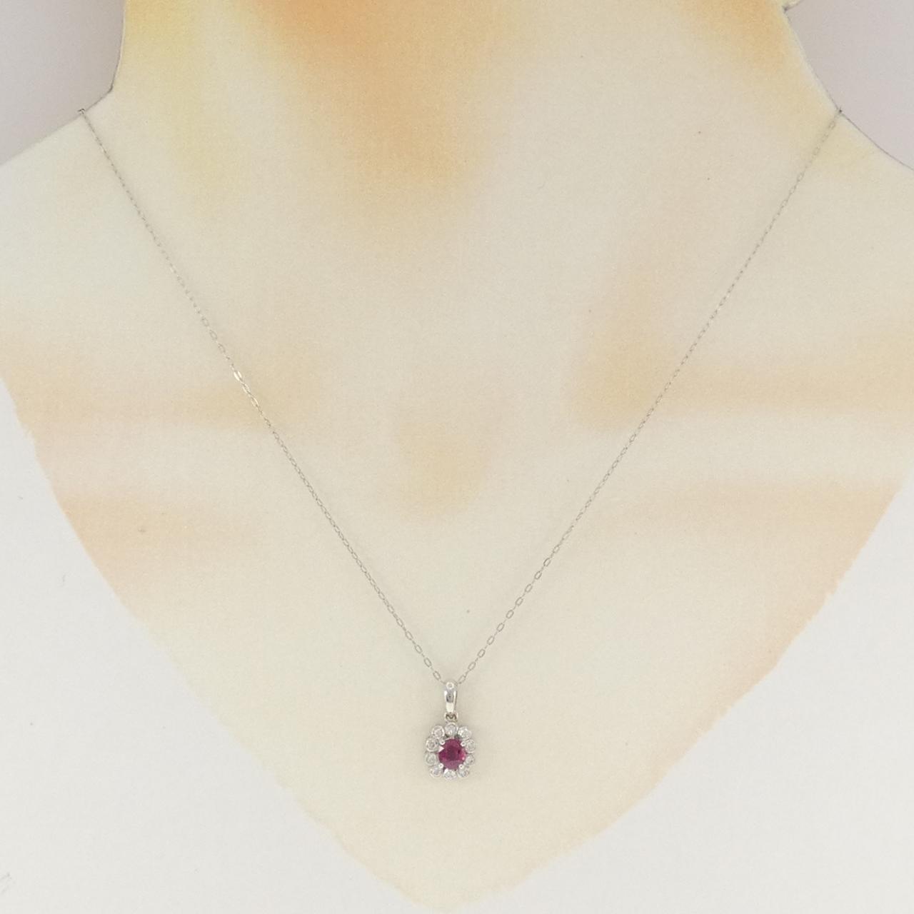 PT900/PT850 ルビー ネックレス 0.38CT
