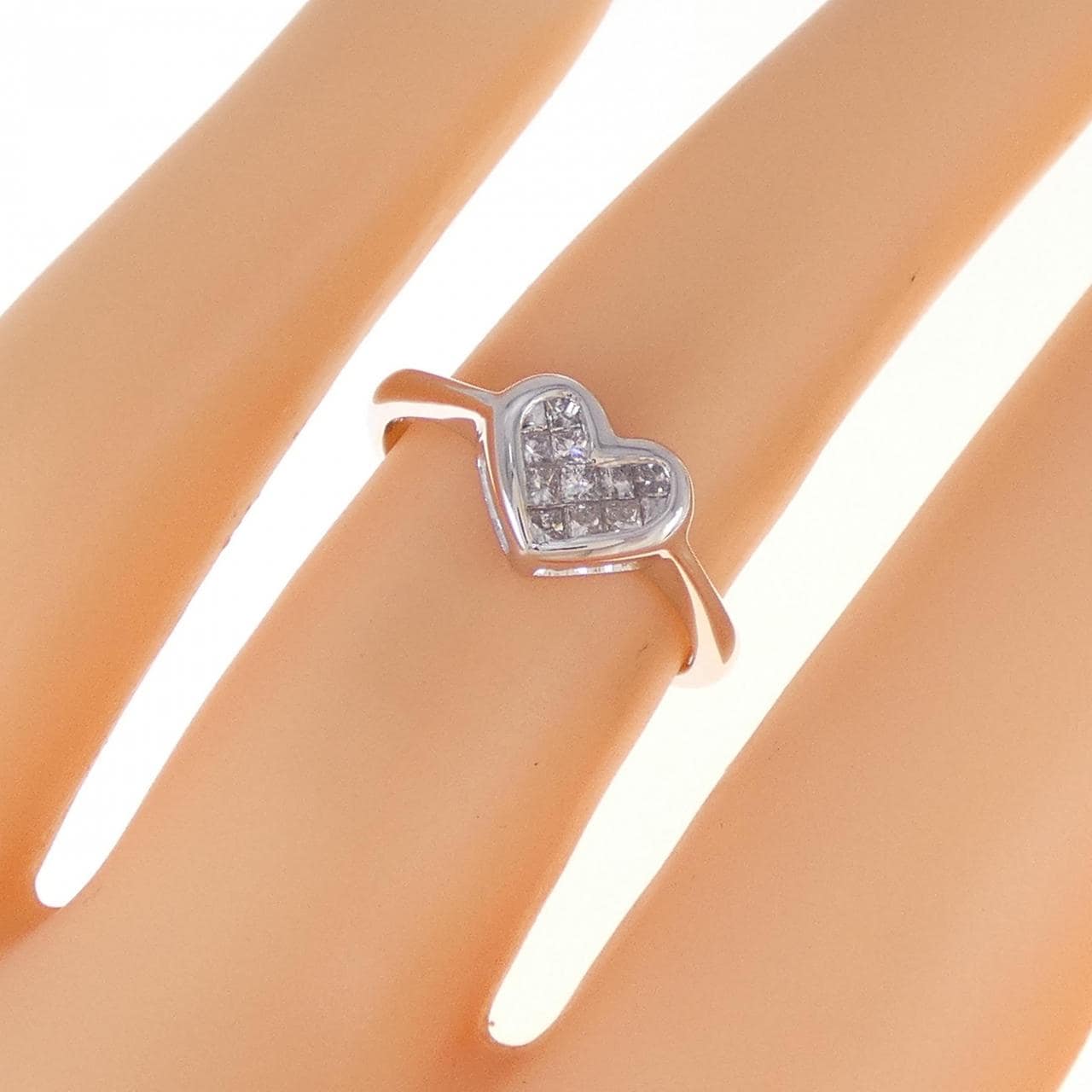 K18WG ハート ダイヤモンド リング 0.16CT