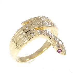 K18YG スネーク ルビー リング 0.02CT