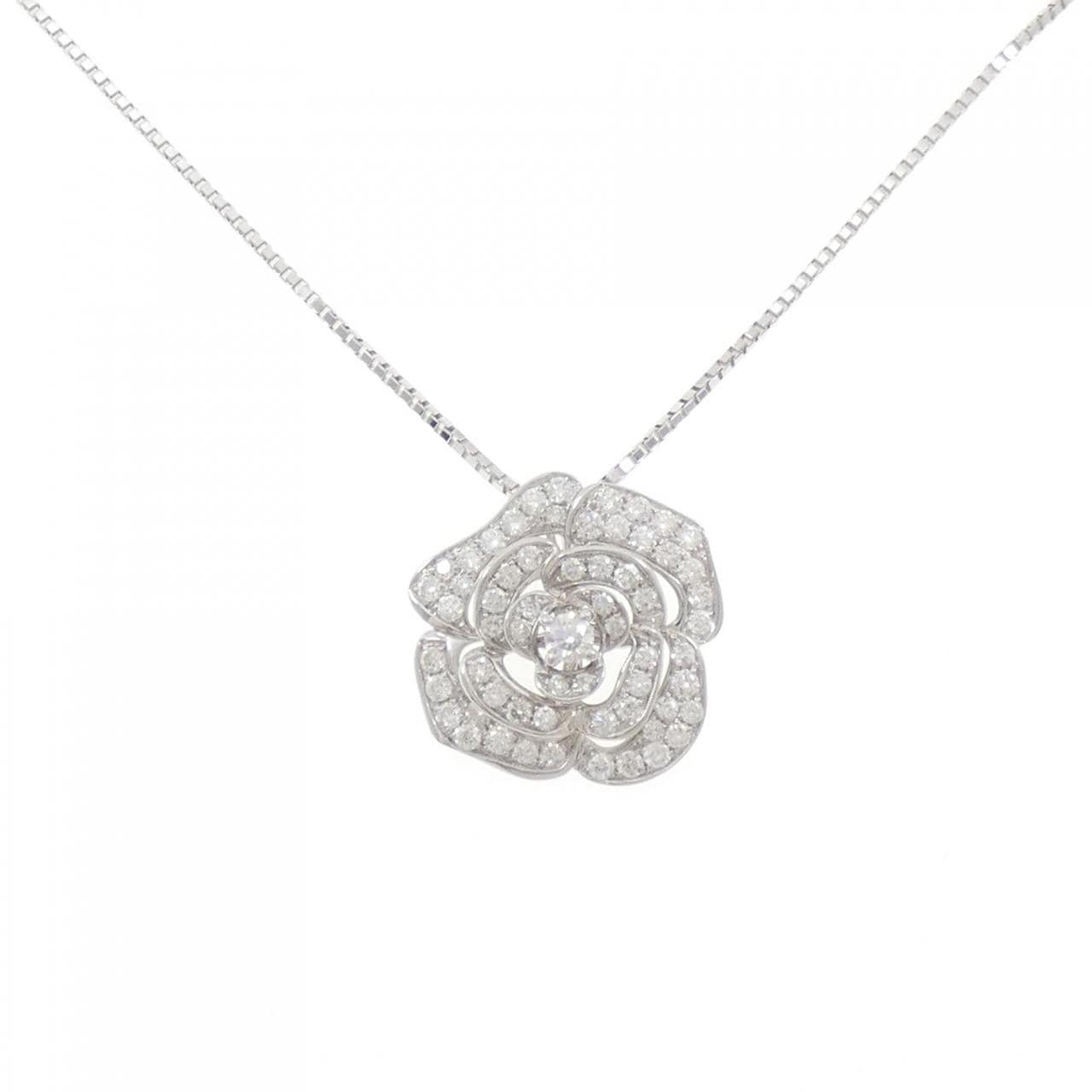 750WG/K18WG ローズ ダイヤモンド ネックレス 1.01CT