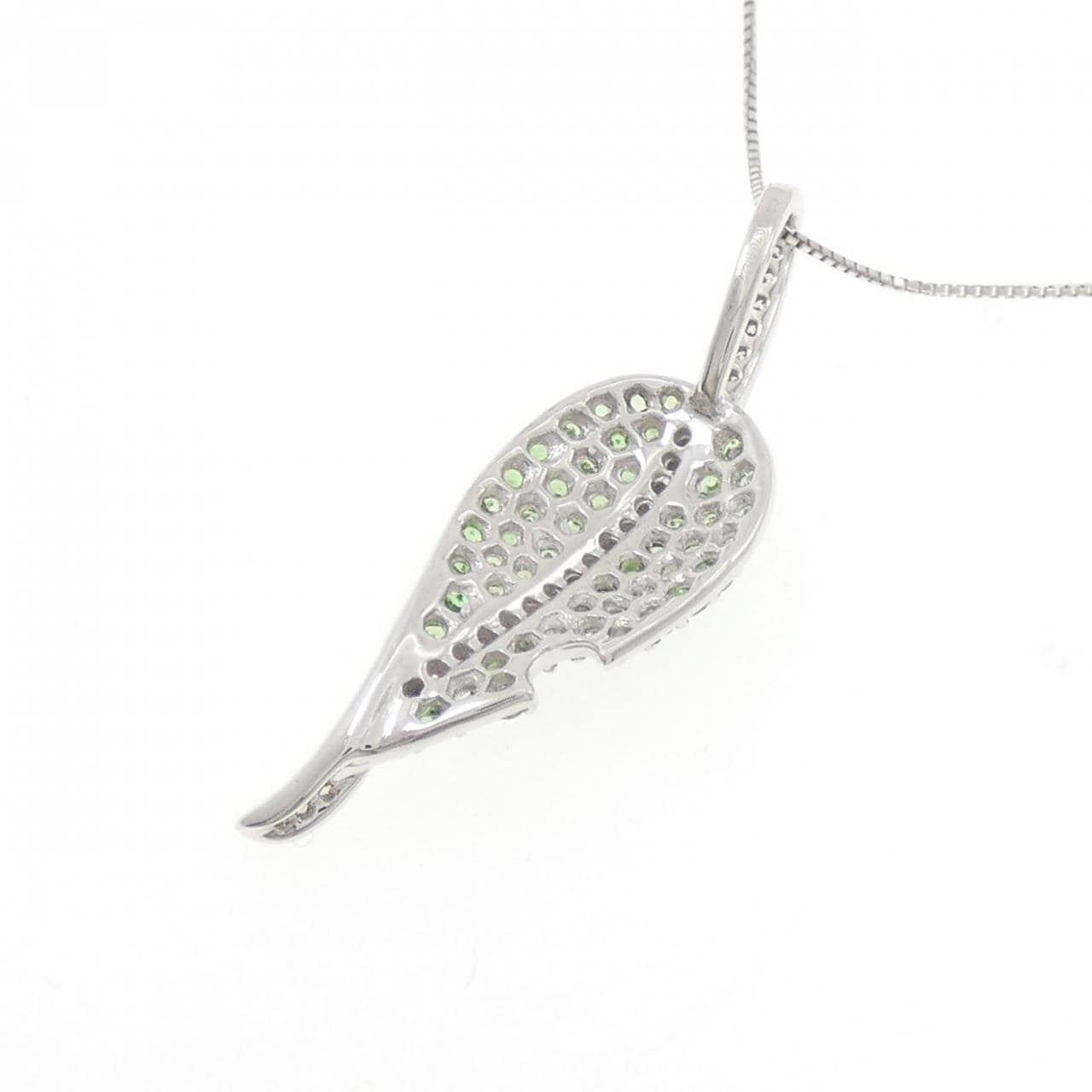 K18WG リーフ グリーンガーネット ネックレス 0.70CT