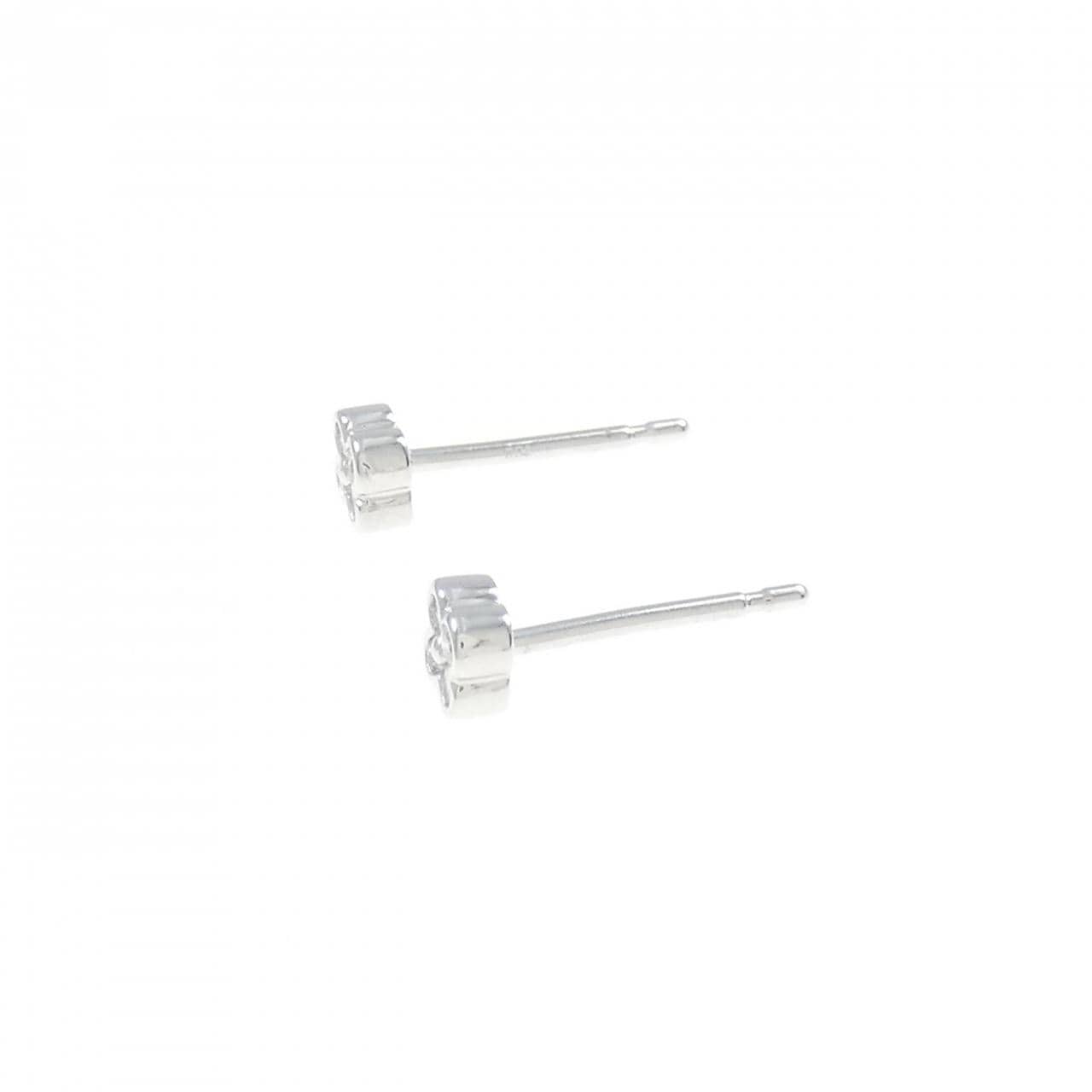 K18WG フラワー ダイヤモンド ピアス 0.08CT