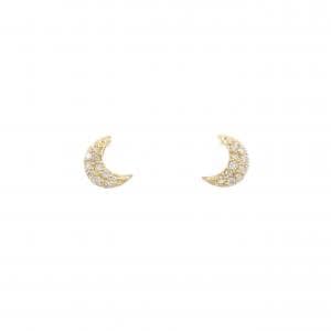 K18YG ムーン ダイヤモンド ピアス 0.10CT