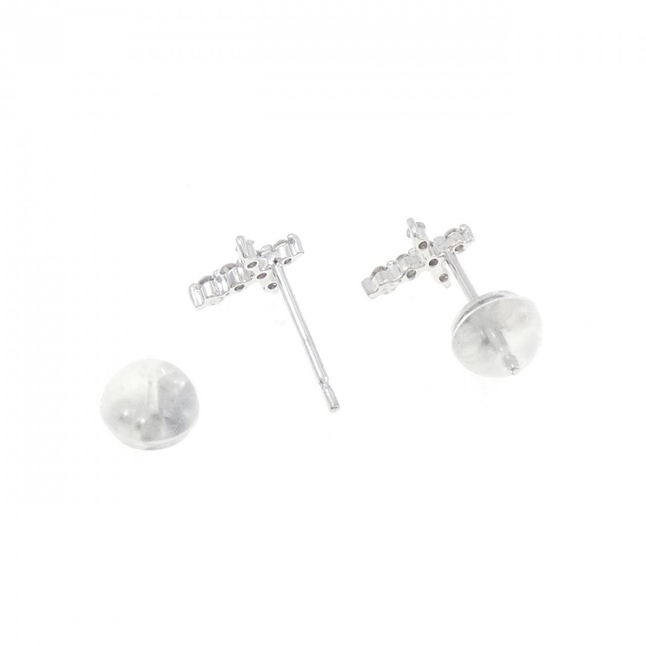 K14WG クロス ダイヤモンド ピアス 0.10CT
