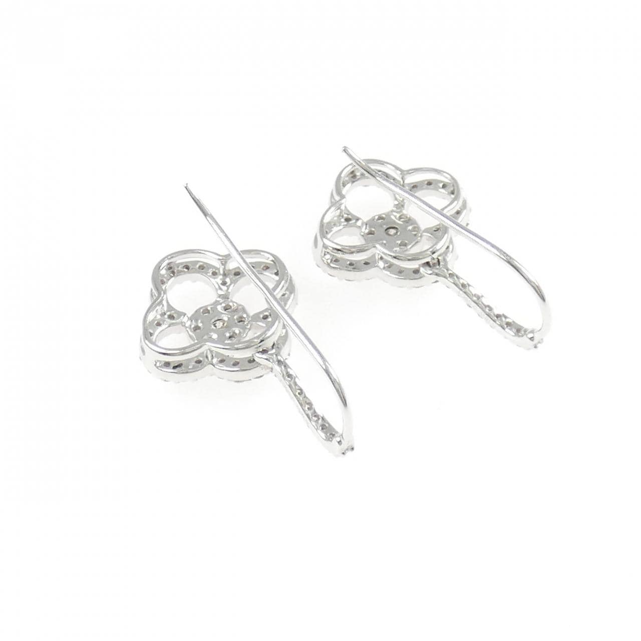 K18WG フラワー ダイヤモンド ピアス 1.10CT