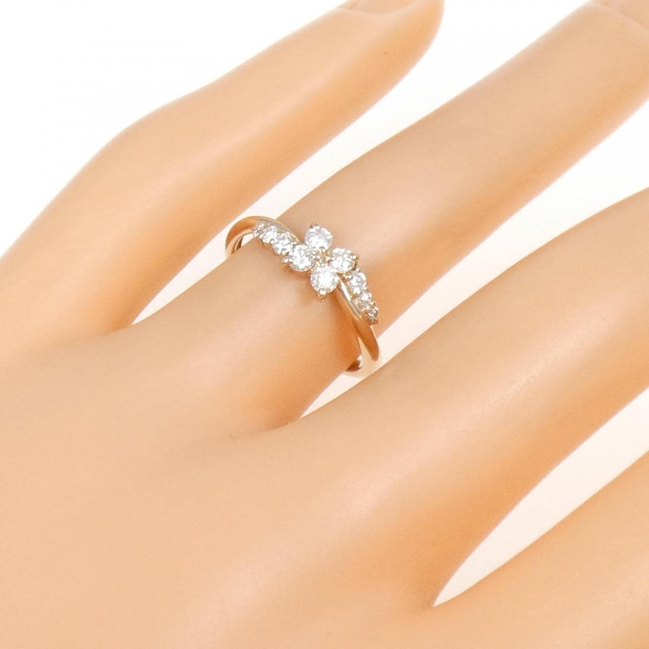 K18PG フラワー ダイヤモンド リング 0.30CT