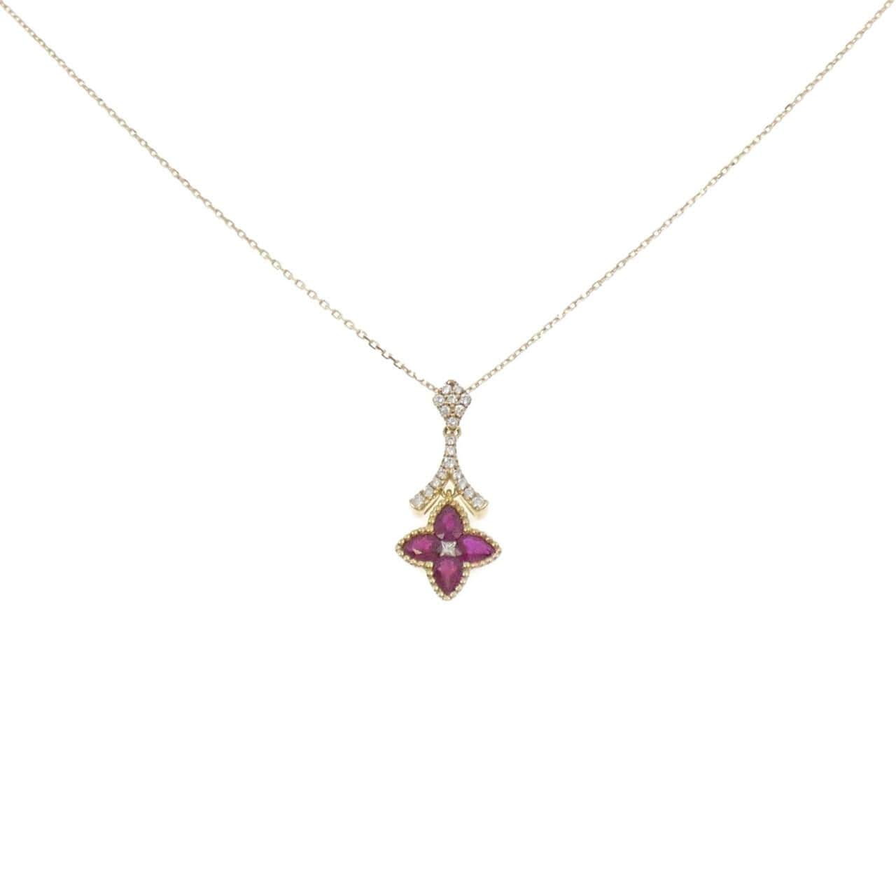 750YG/K18YG フラワー ルビー ネックレス 0.69CT