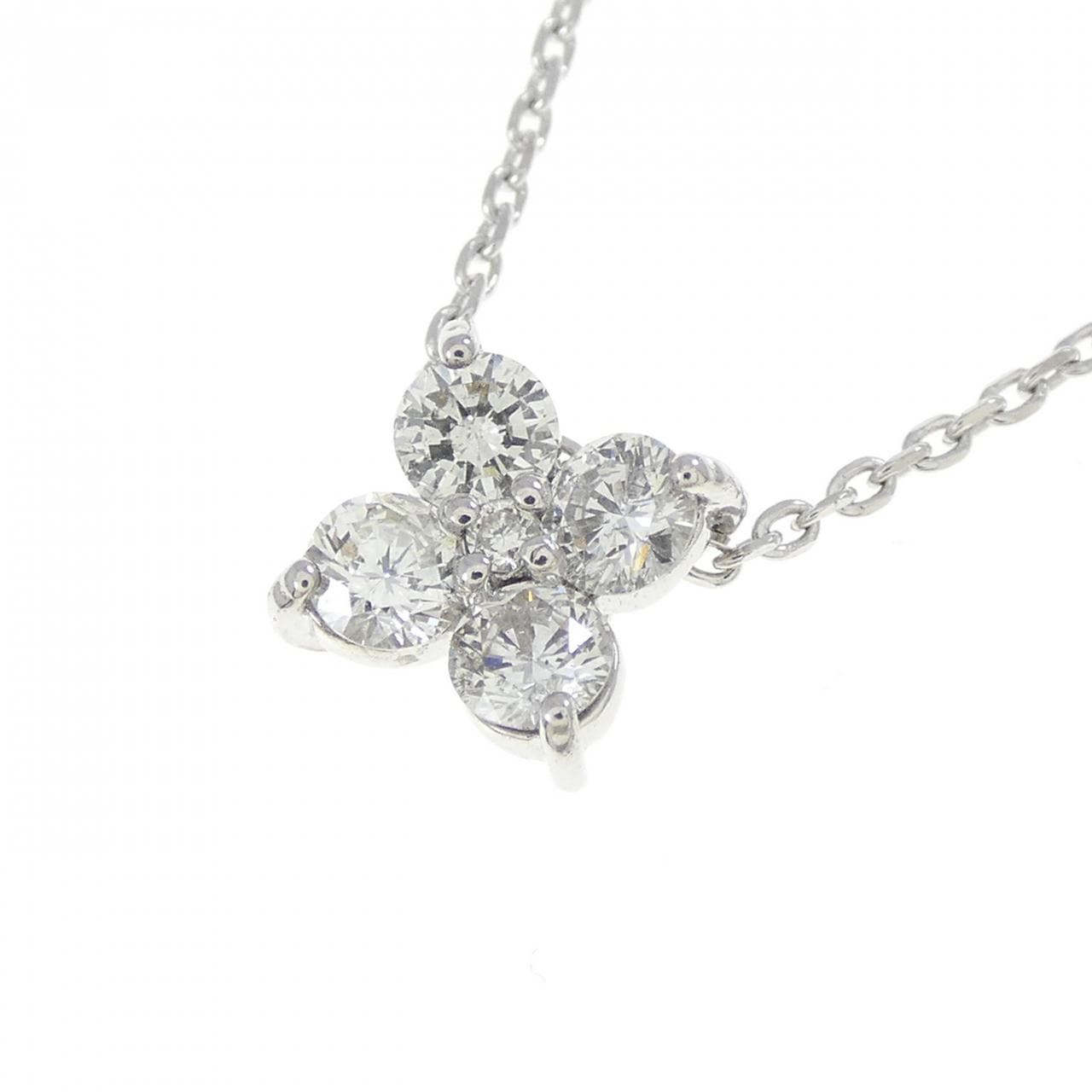 K18WG フラワー ダイヤモンド ネックレス 0.50CT