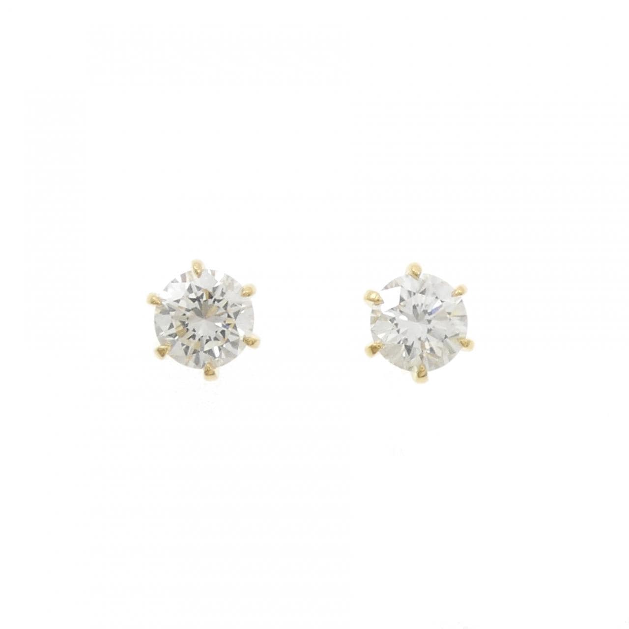 【リメイク】K18YG/ST ダイヤモンド ピアス 0.407CT 0.413CT G SI2 VG