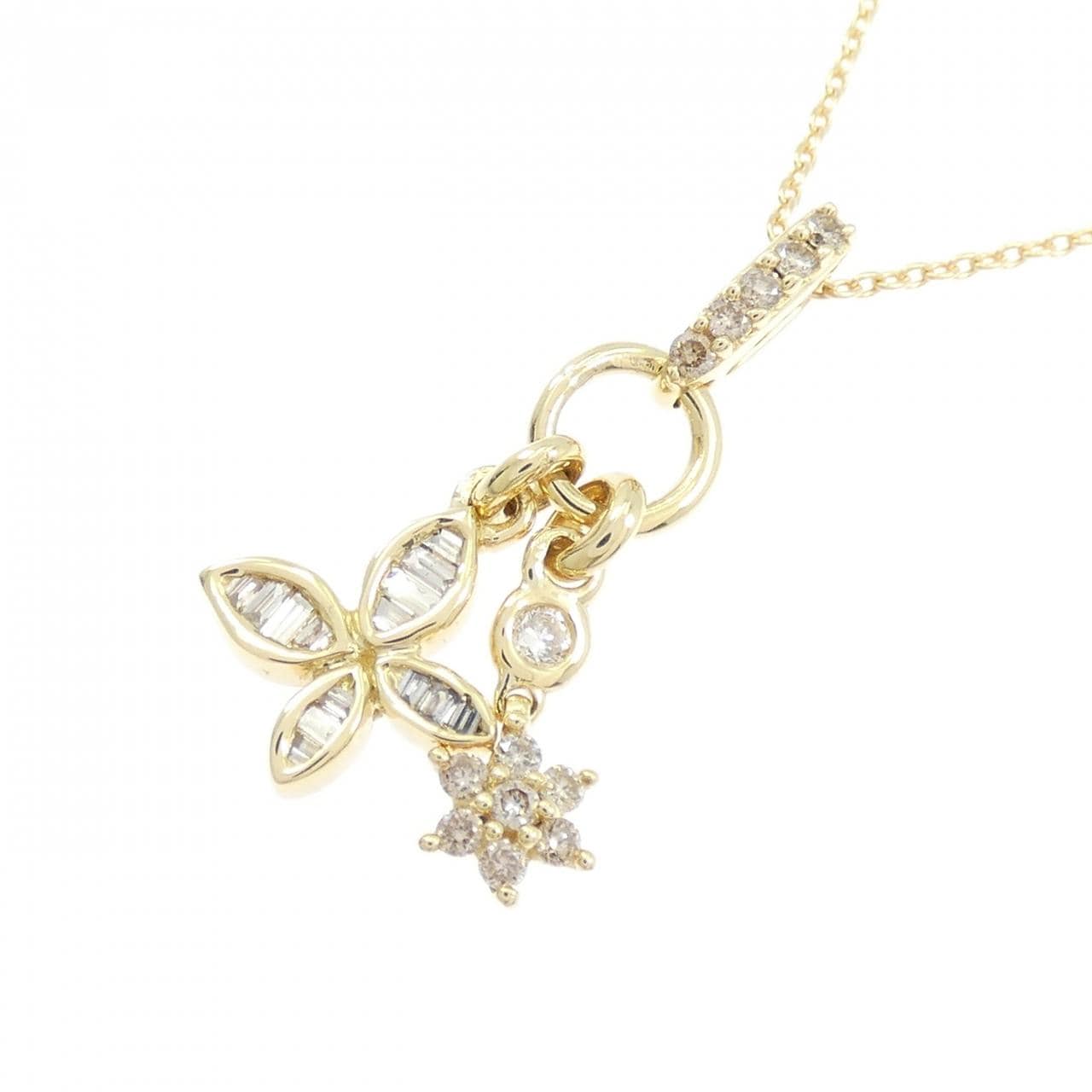 K18YG フラワー ダイヤモンド ネックレス 0.41CT