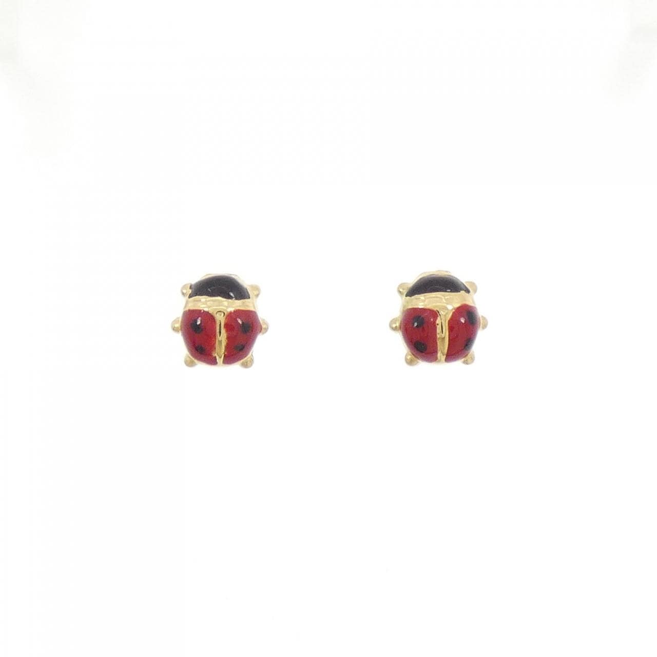 750YG/K18YG テントウムシ 樹脂 ピアス