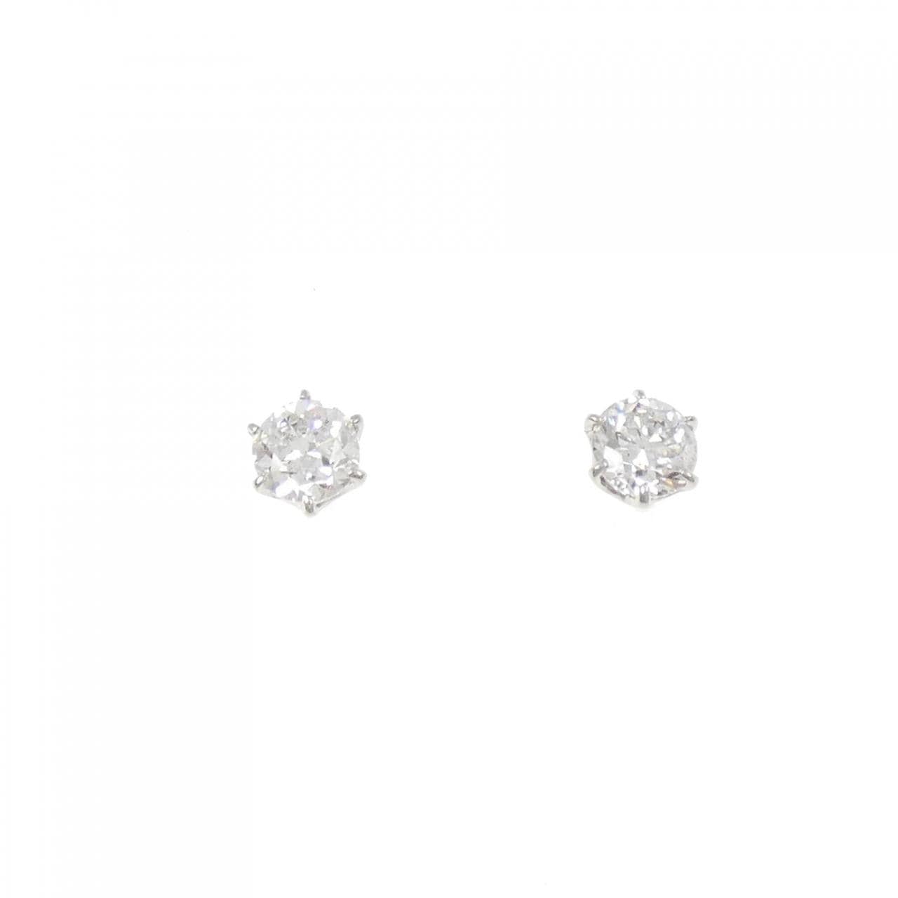 PT900 ソリティア ダイヤモンド ピアス 0.800CT