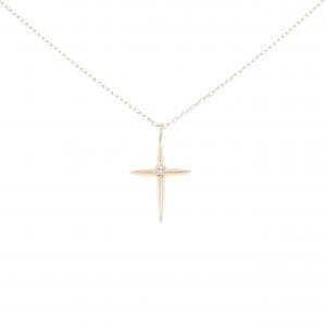 K10PG クロス ダイヤモンド ネックレス 0.01CT