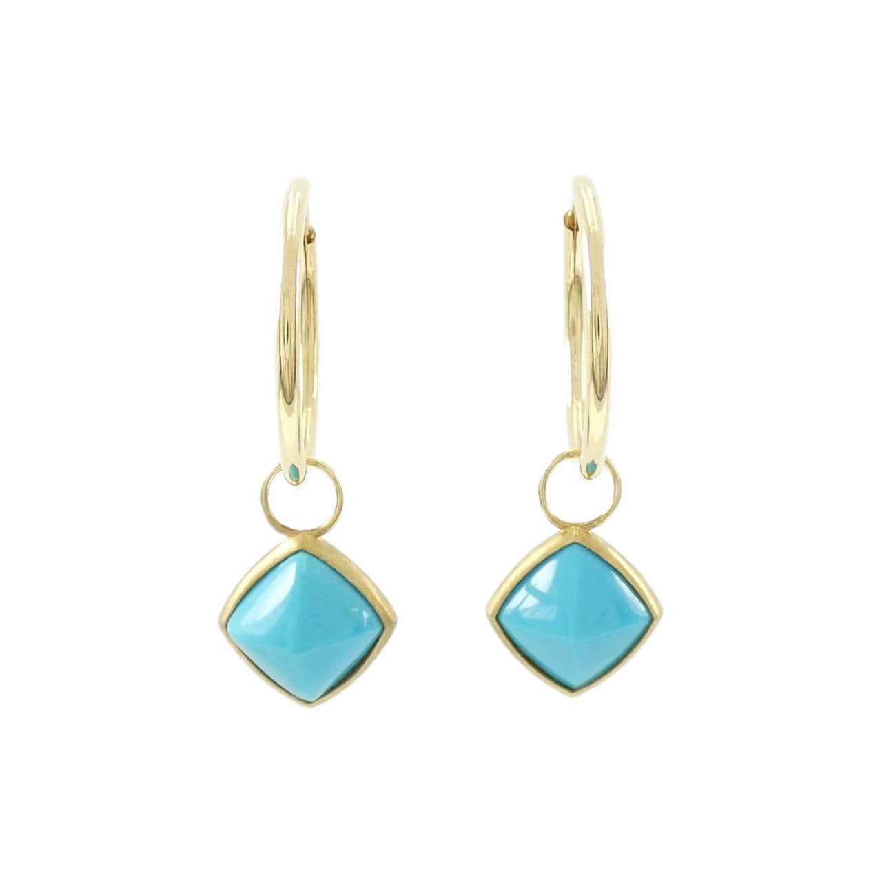 K18YG ターコイズ ピアス 3.00CT
