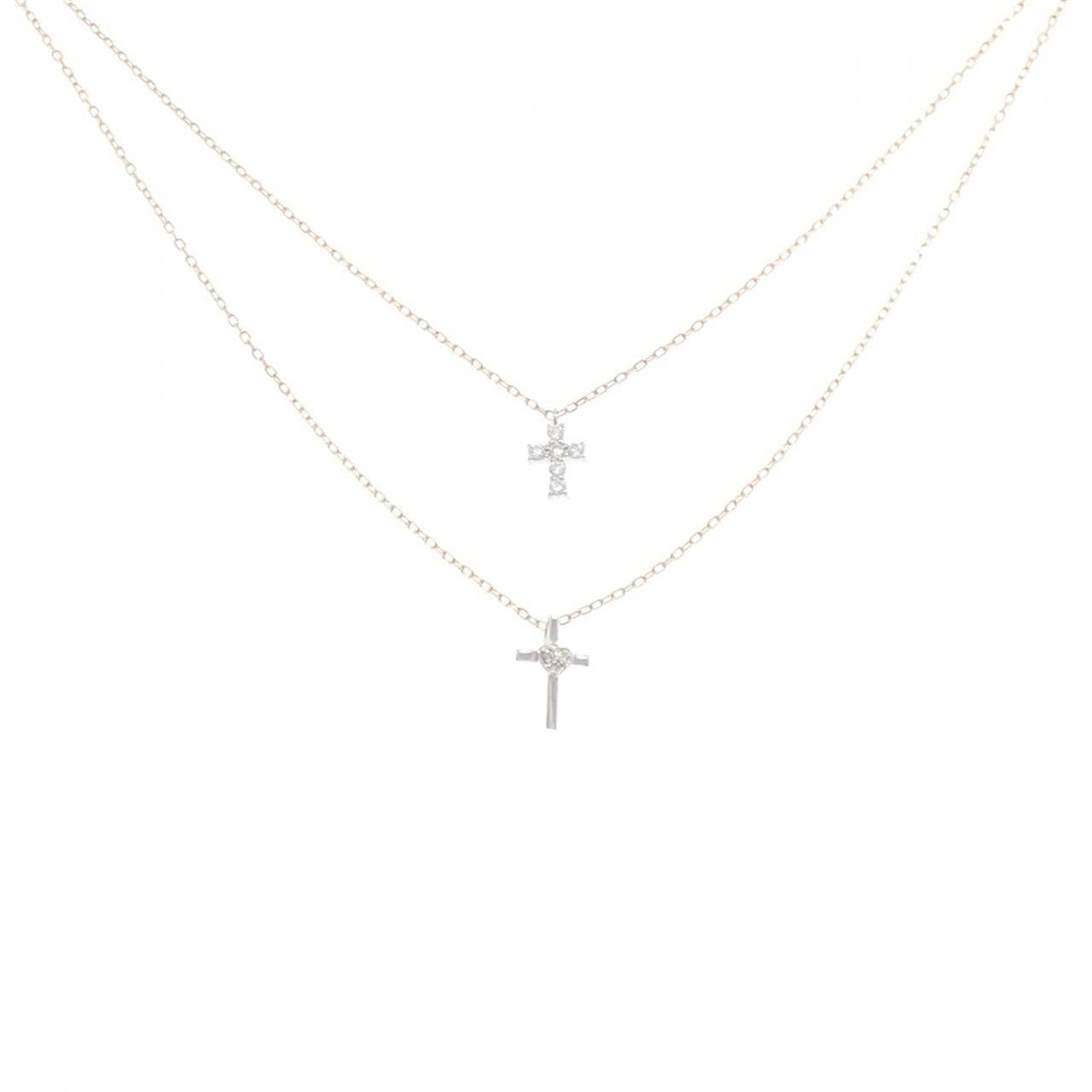 K10PG/K10WG クロス ダイヤモンド ネックレス 0.10CT