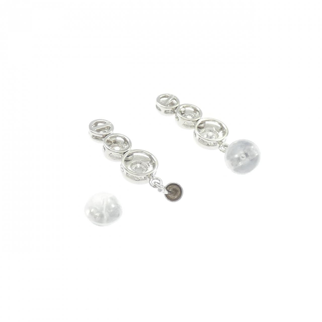 PT900 スリーストーン ダイヤモンド ピアス 0.30CT