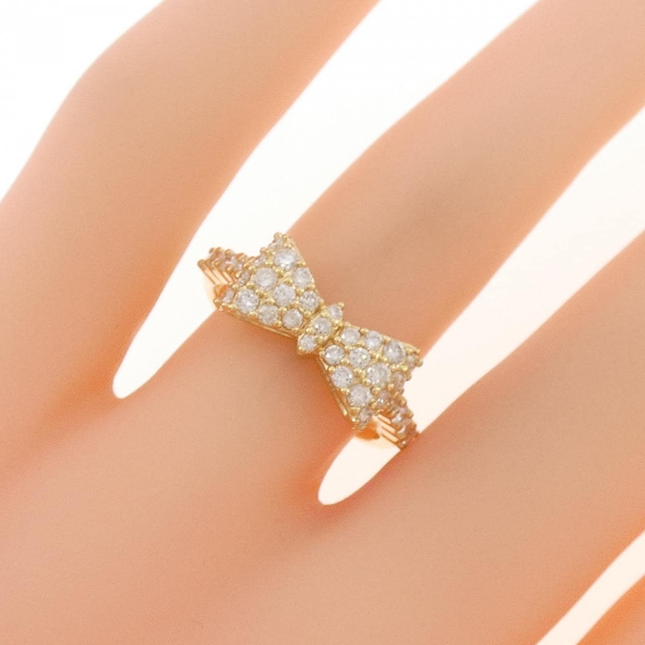 K18YG パヴェ リボン ダイヤモンド リング 0.50CT