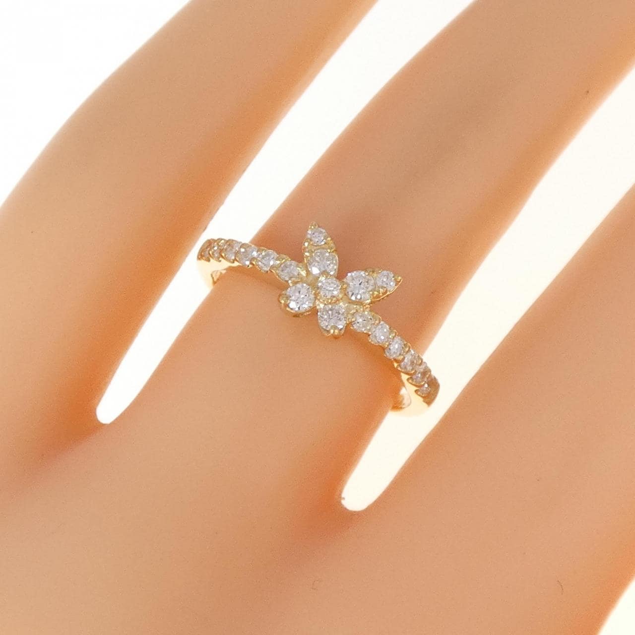 K18YG バタフライ ダイヤモンド リング 0.32CT