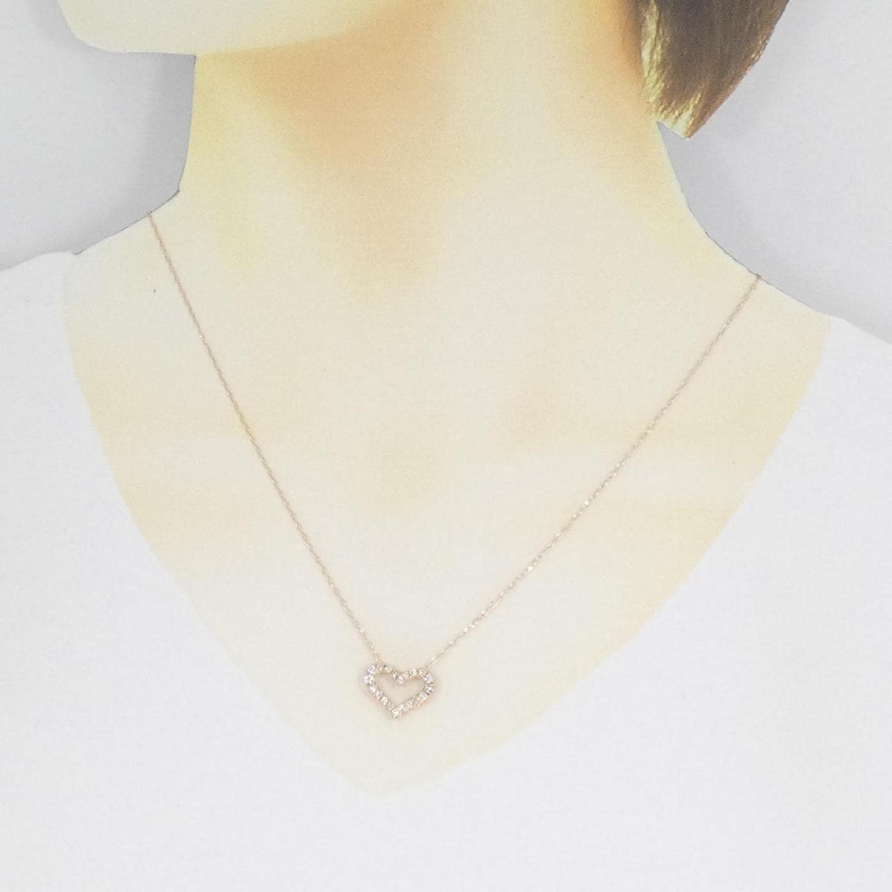 K18PG ハート ダイヤモンド ネックレス 0.34CT