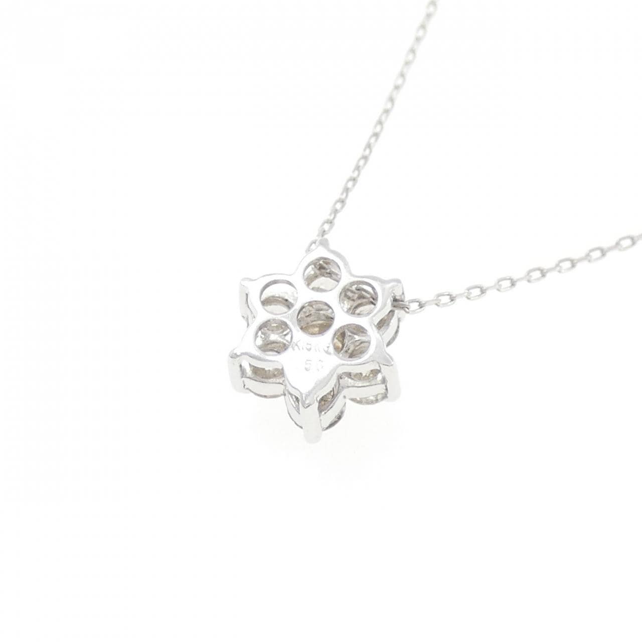 K18WG フラワー ダイヤモンド ネックレス 0.50CT