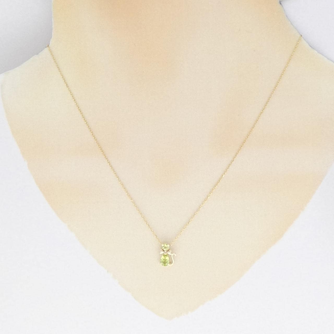 K10YG キャット ペリドット ネックレス