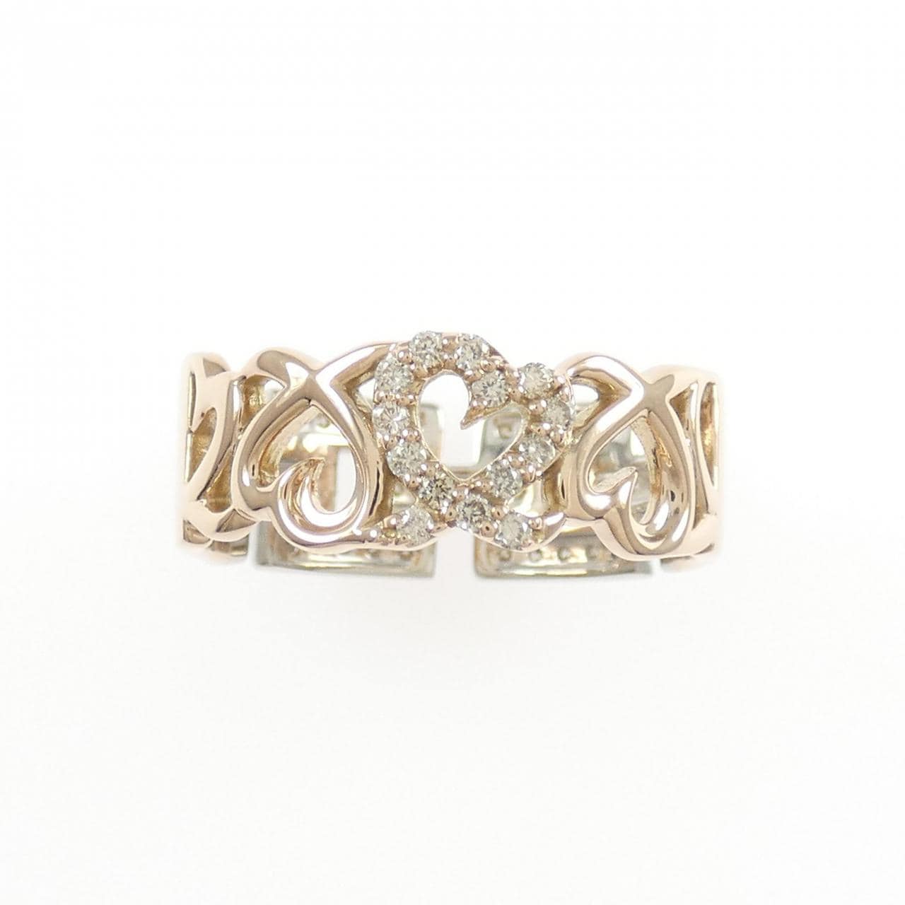 K18PG/PT900 ハート ダイヤモンド リング 0.32CT