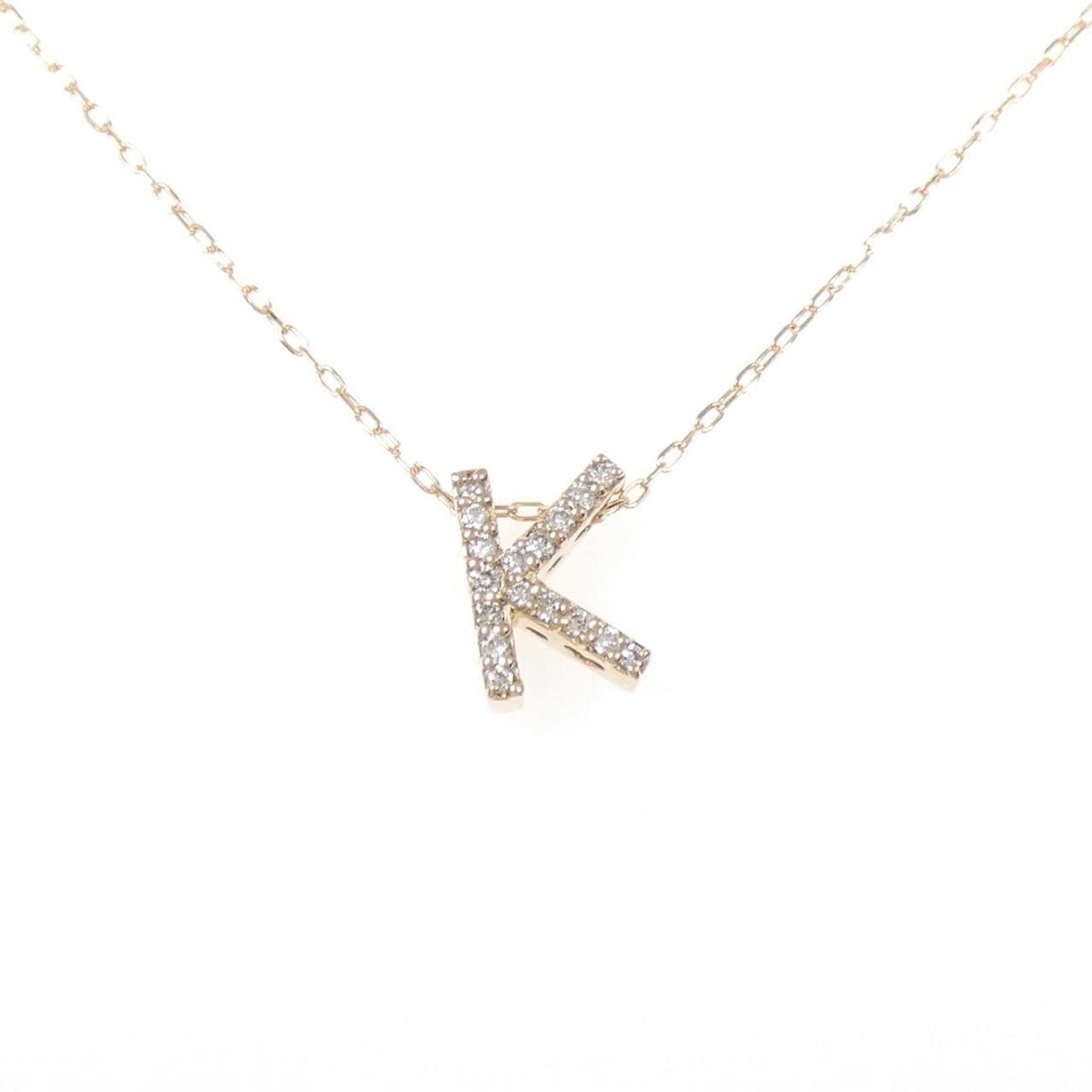 K18PG イニシャルK ダイヤモンド ネックレス 0.17CT