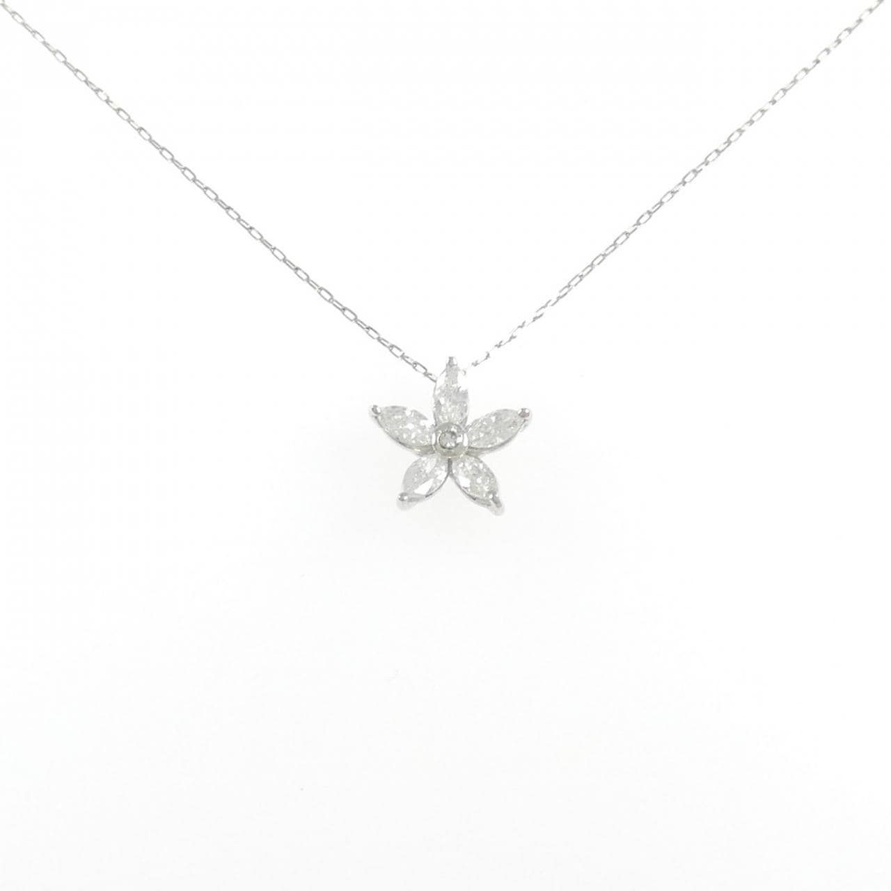 PT/PT850 フラワー ダイヤモンド ネックレス 0.34CT