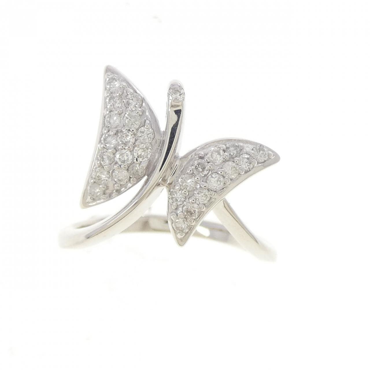 K18WG バタフライ ダイヤモンド リング 0.36CT