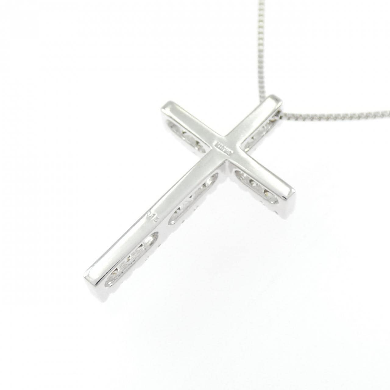 K18WG クロス ダイヤモンド ネックレス 0.15CT