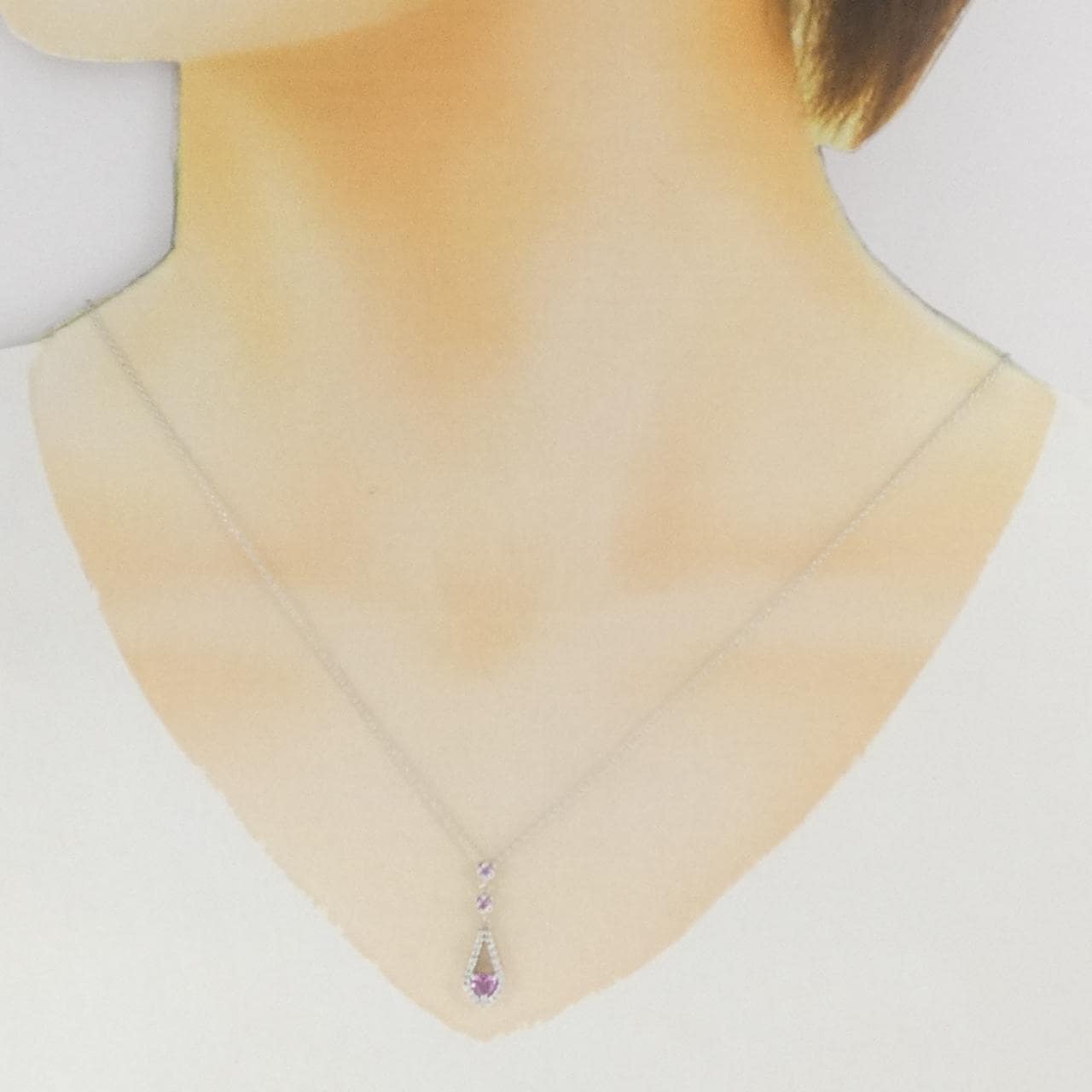 K18WG愛心藍寶石項鏈0.33CT