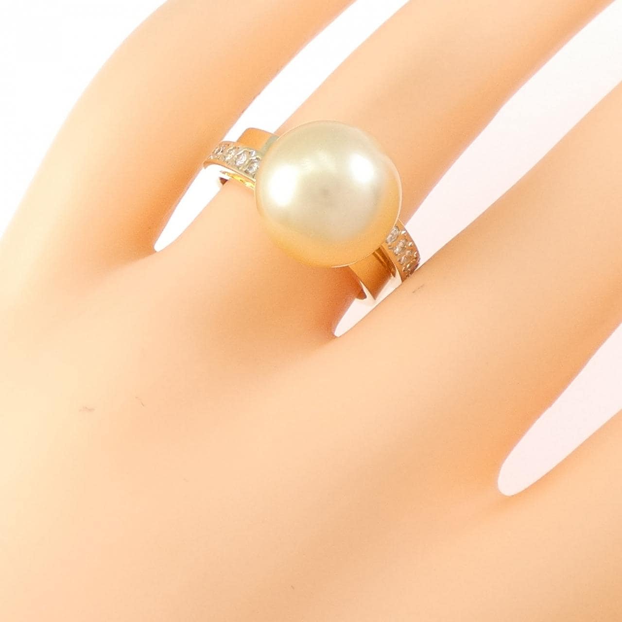 K18YG 白蝶パール リング 12.1mm