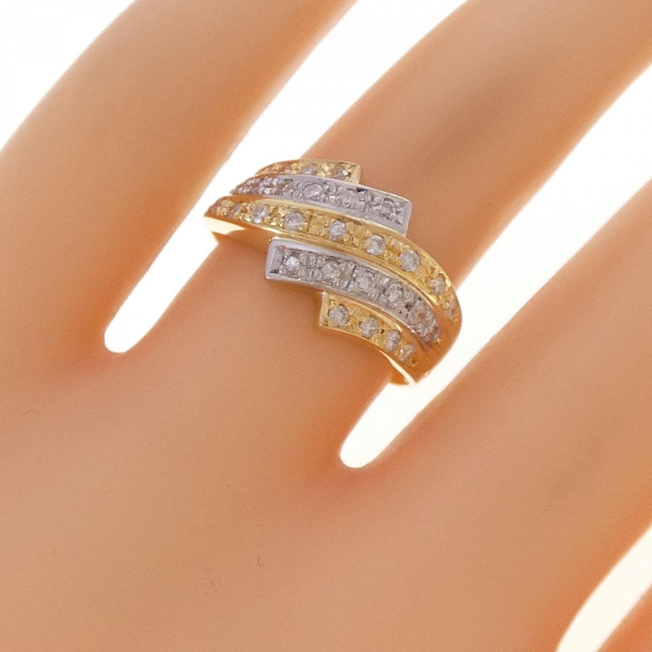 K18YG/PT900 ダイヤモンド リング 0.35CT