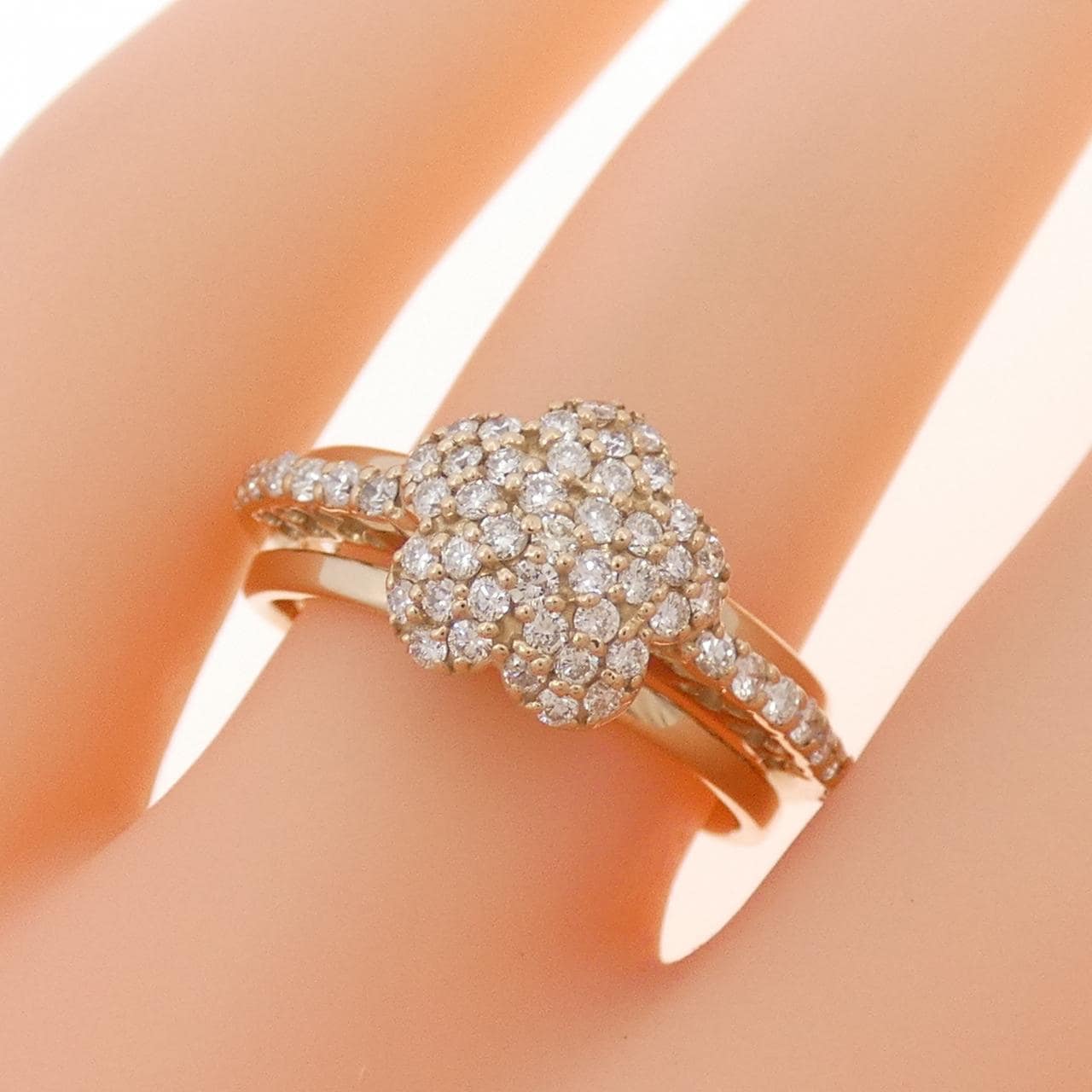K18PG フラワー パヴェ ダイヤモンド リング 0.54CT